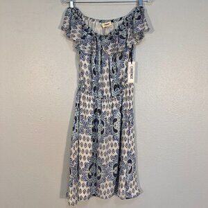 NWT L' AGENCE 100% Silk Blue / White Paisley Print Dress